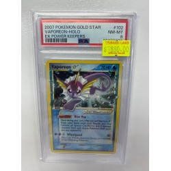 2007 POKEMON GOLD STAR VAPOREON-HOLO EX POWER KEEPERS PSA 8